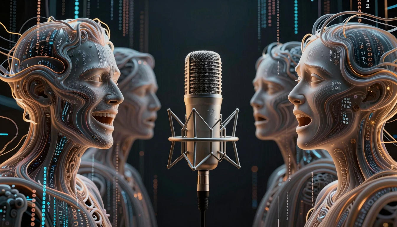 Интерфейс ElevenLabs v3 с настройками эмоциональной озвучки и Audio Tags для управления голосом ИИ