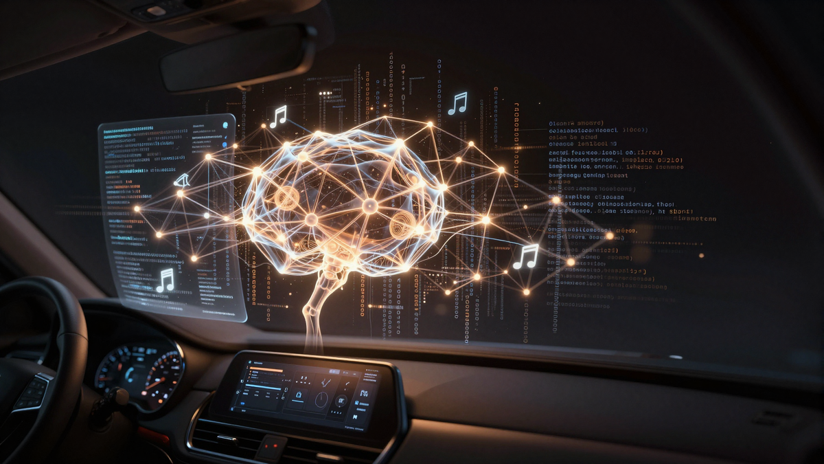 Интерфейс Android Auto с функциями Gemini AI на экране автомобиля