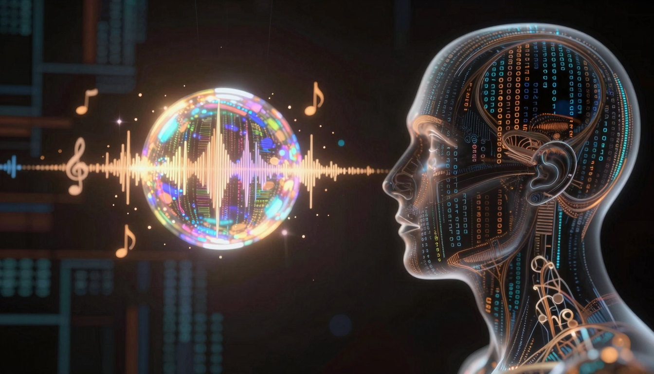 Интерфейс функции Talk to Spotify с иконкой микрофона и AI-инструментами для управления музыкой