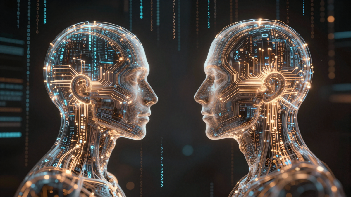 Визуализация противостояния AI США и Китая: логотипы нейросетей, чипы и символика технологической гонки.