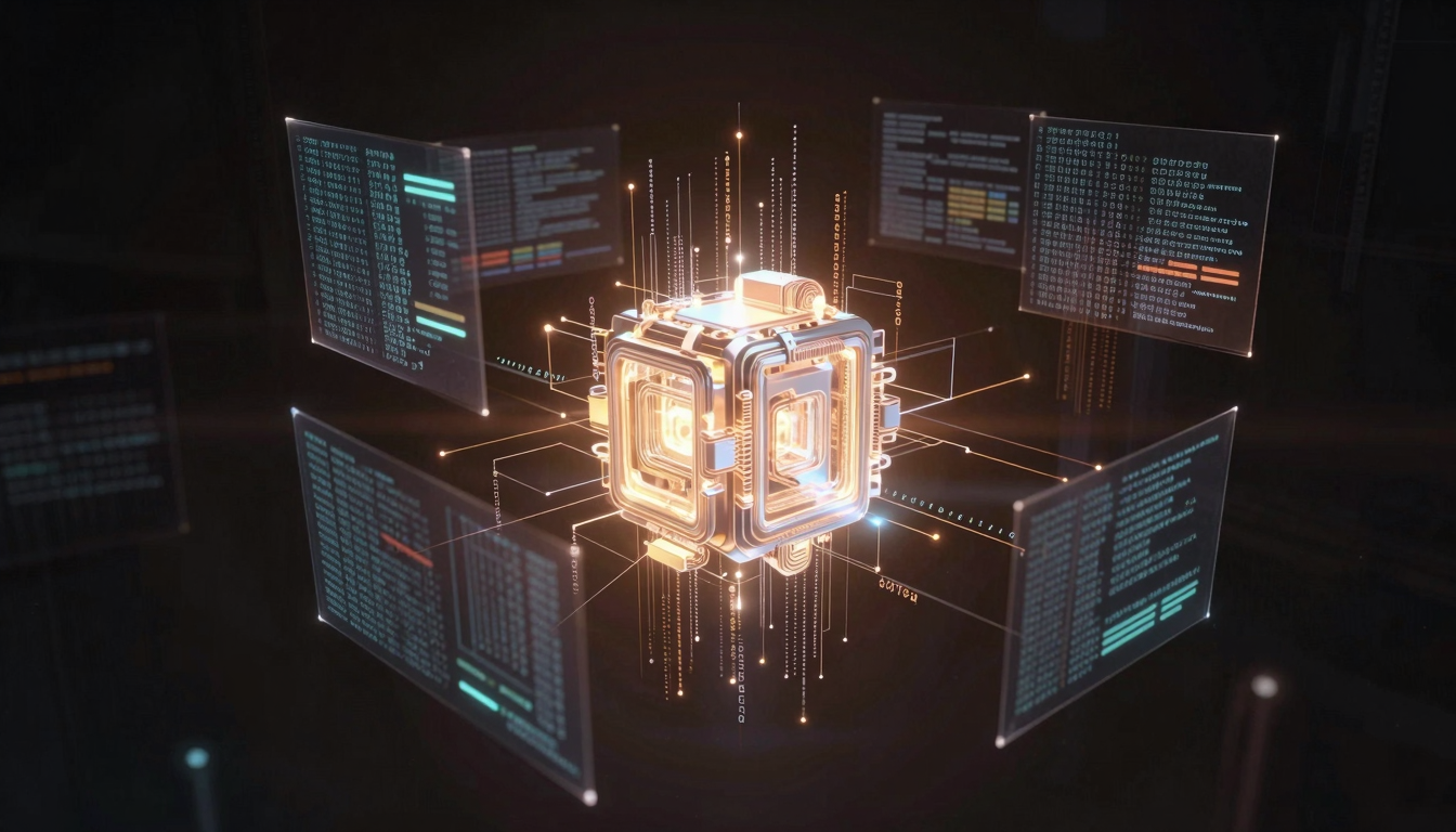 Логотип Microsoft и элементы AI в интерфейсах Excel и GitHub Copilot