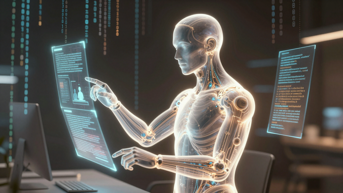 Коллаж с Gemini AI в Google Meet и интерфейсом Microsoft Copilot для автоматизации рабочих задач