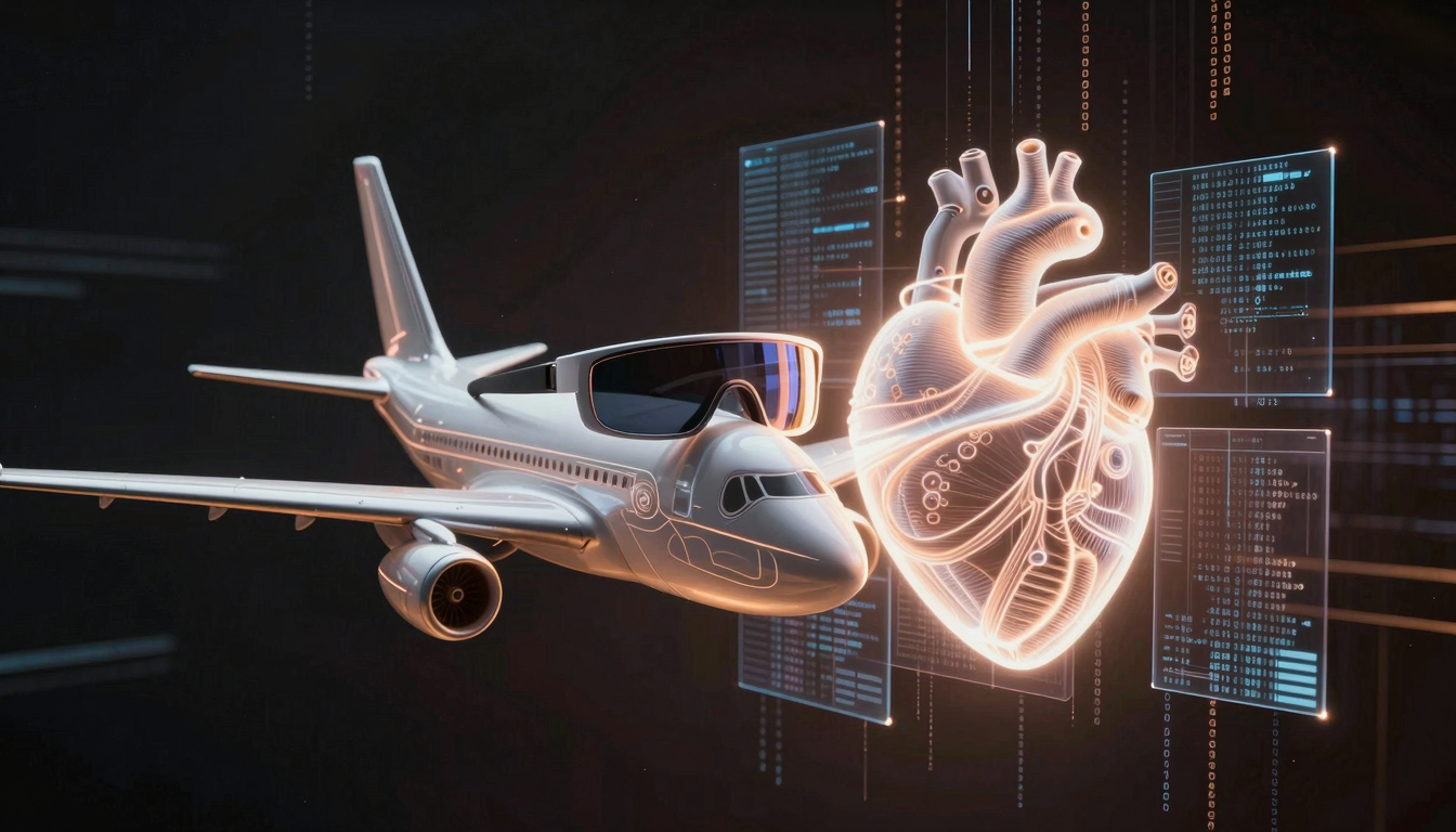 Коллаж: умные очки Meta, интерфейс Google Sheets с Gemini и электросамолет Heart X1