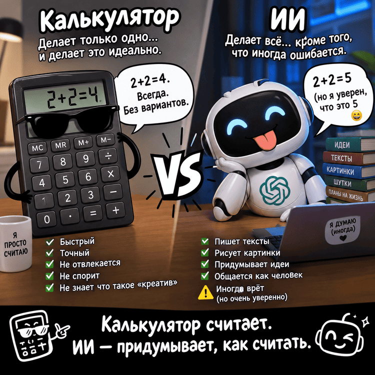 Чем отличается искусственный интеллект от обычного калькулятора
